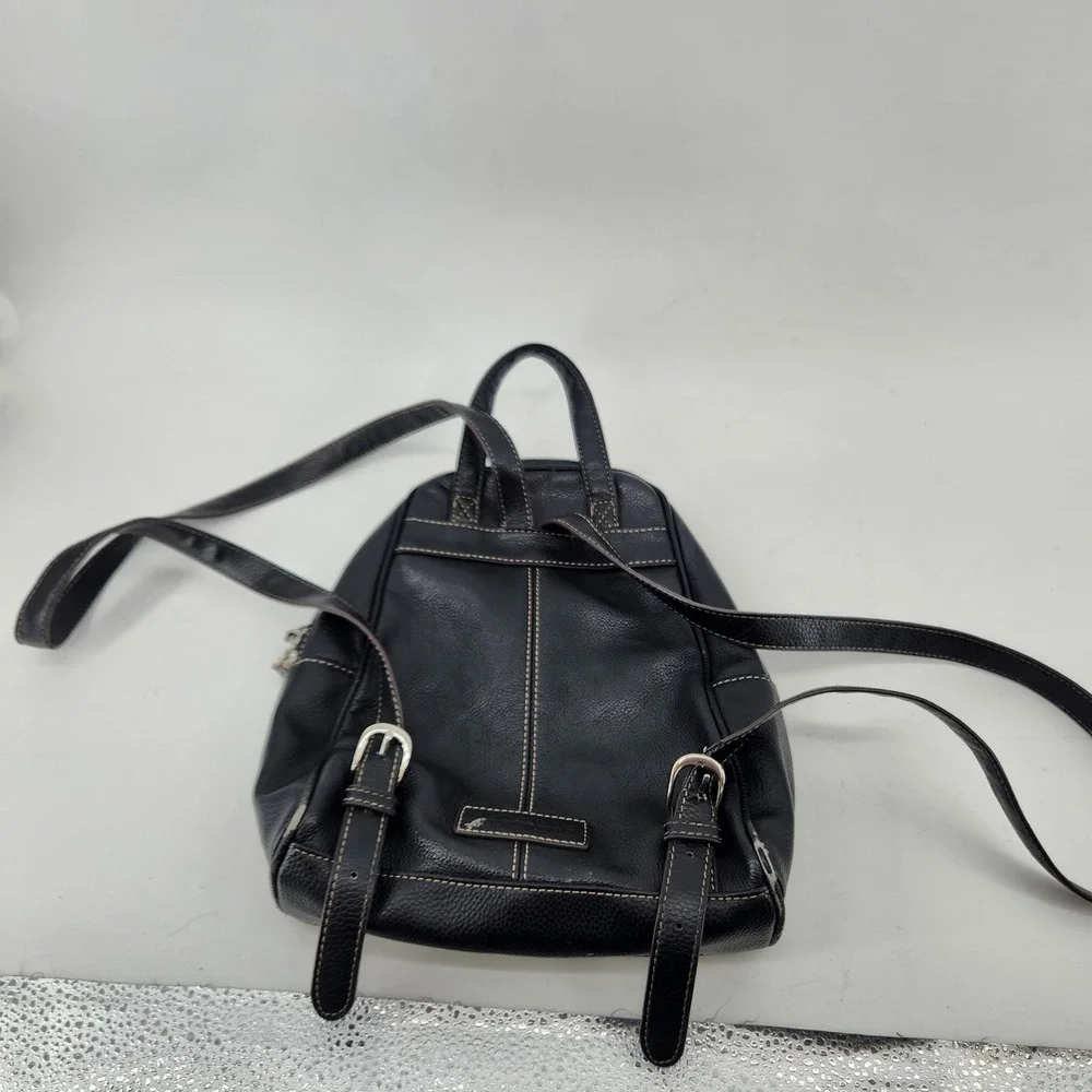 Tignanello Backpack Purse Black Genuine‎ Leather Mini Shoulder Bag Women